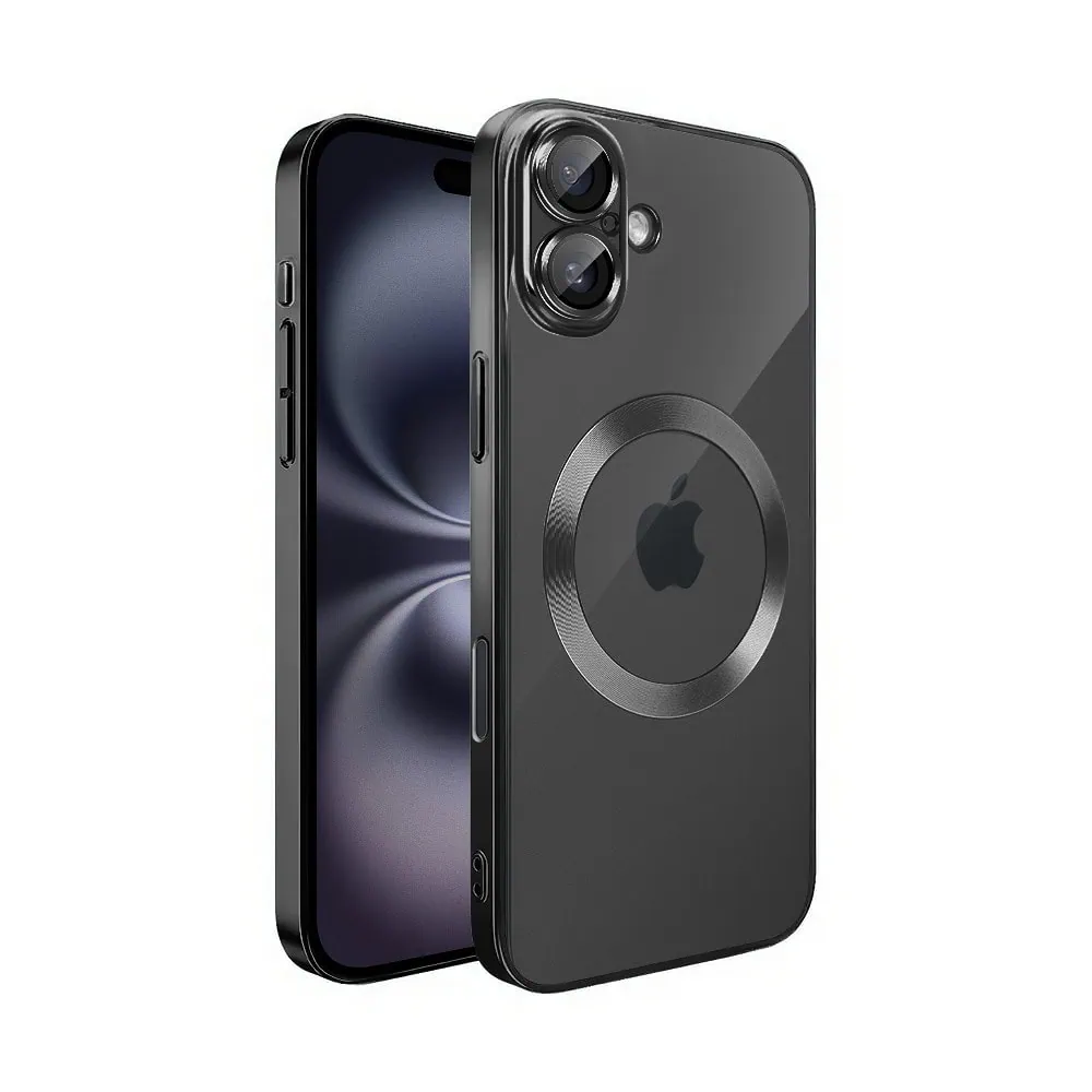 Etui do iPhone 16 Plus Slim Protect Full Cover MagSafe Hard Back, twardy tył, przeźroczyste, czarne