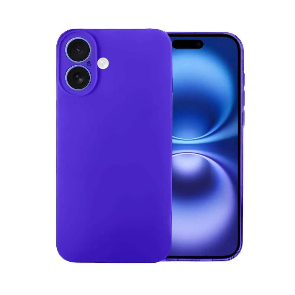 Etui do iPhone 16 Plus silikonowe z mikrofibrą soft touch z osłoną na aparat, elektryczny błękit