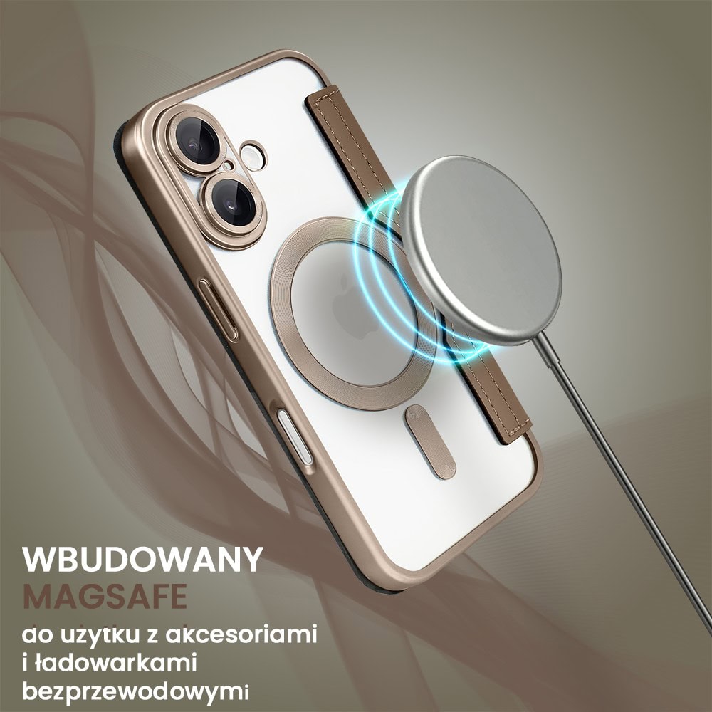 Etui do iPhone 16 Plus typu książka Book Magsafe Lens Protect, z klapką, pustynny brąz (OUTLET)