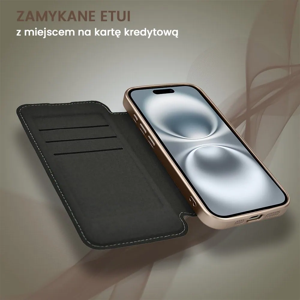 Etui do iPhone 16 Plus typu książka Book Magsafe Lens Protect, z klapką, pustynny brąz (OUTLET)