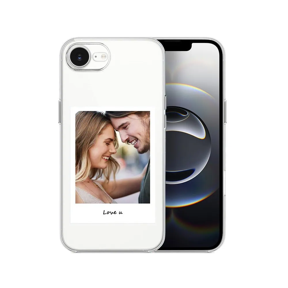 Etui do iPhone 16e, Polaroid z własnym zdjęciem, upominek na prezent, przeźroczyste
