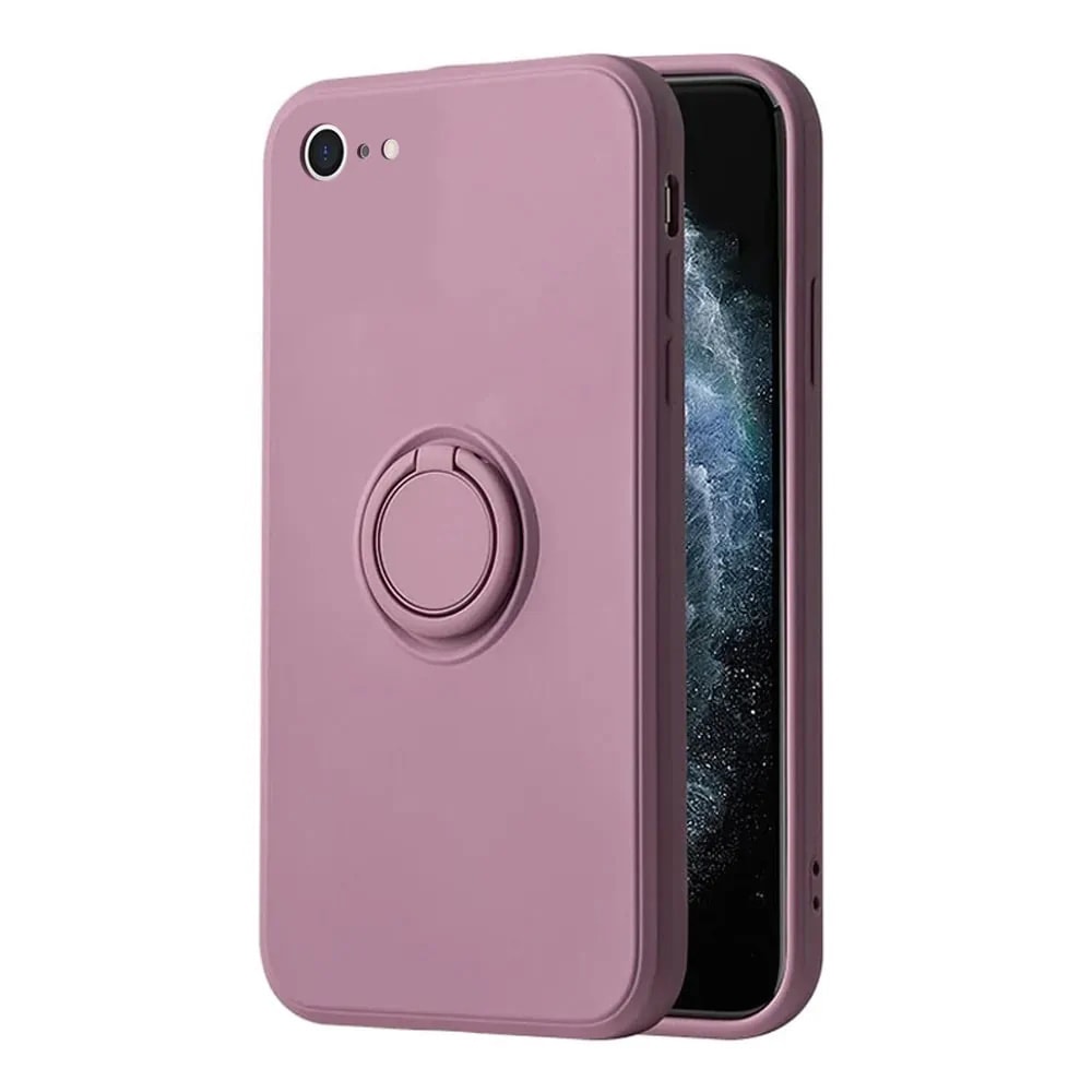 Etui do iPhone SE2022/SE2020/8/7 Magnetic Ring matowe nie widać śladów, uchwyt magnetyczny, purpurowy