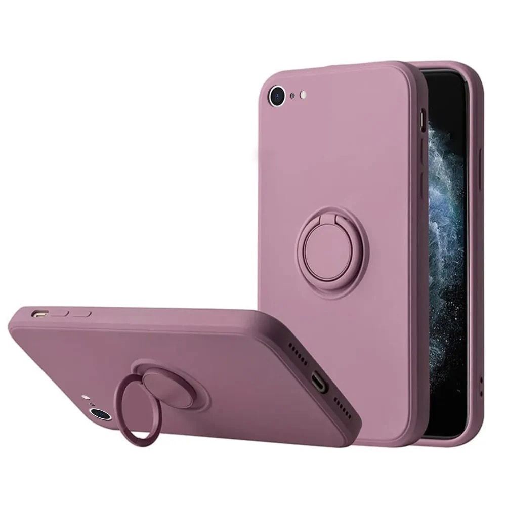 Etui do iPhone SE2022/SE2020/8/7 Magnetic Ring matowe nie widać śladów, uchwyt magnetyczny, purpurowy