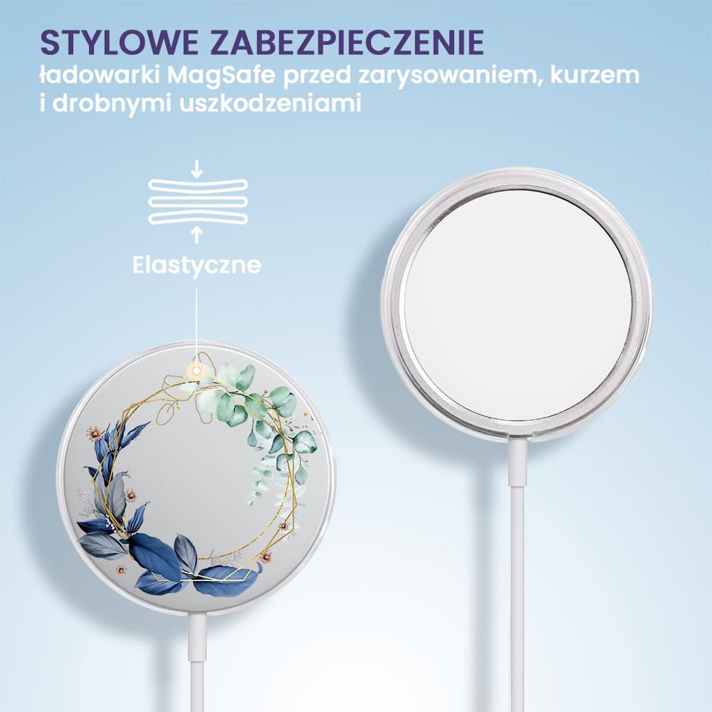Etui na ładowarkę MagSafe antypoślizgowe transparentne z nadrukiem kwiaty