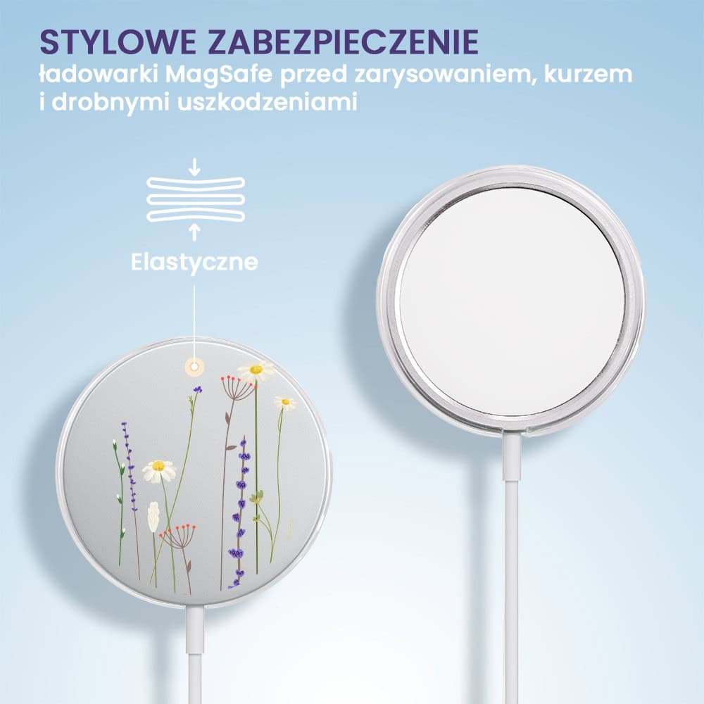 Etui na ładowarkę MagSafe antypoślizgowe transparentne z nadrukiem wiosenne kwiaty