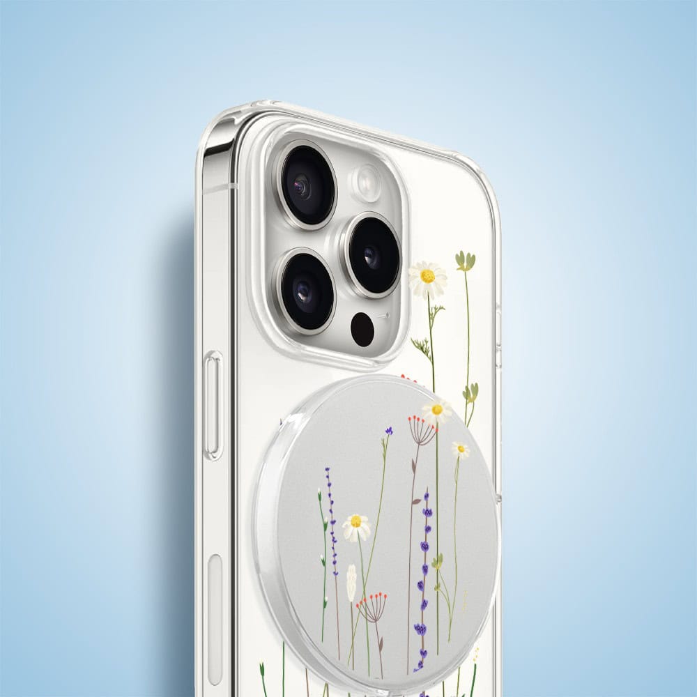 Etui na ładowarkę MagSafe antypoślizgowe transparentne z nadrukiem wiosenne kwiaty