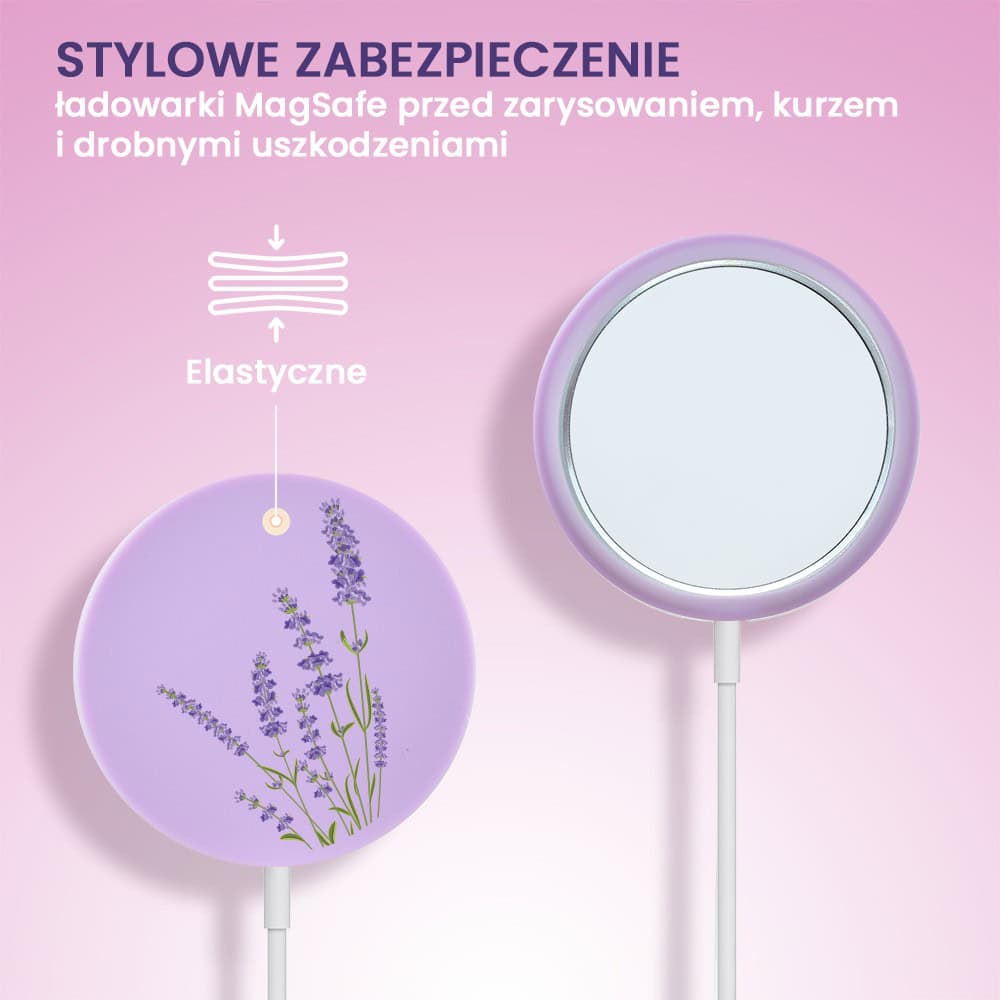 Etui na ładowarkę Magsafe wzór lawenda w kolorze fioletowym