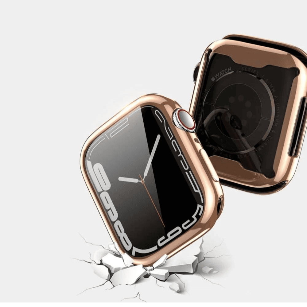 Etui silikonowe ze złotą ramką do Apple Watch 7/8/9 – 41 mm