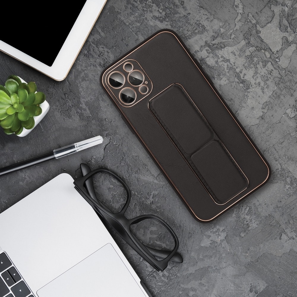 Etui do iPhone 13 Stand Leather Case z podstawką skórzane, czarne