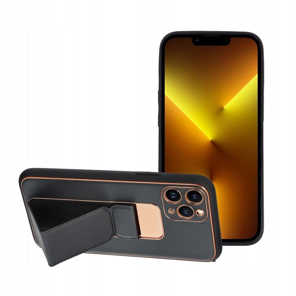 Etui do iPhone 14 Pro Max Stand Leather Case z podstawką skórzane, czarne