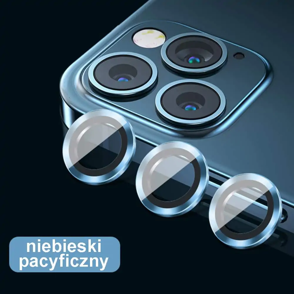 Metalowa osłona obiektywów szkło na aparat iPhone 12 Mini niebieski pacyficzny