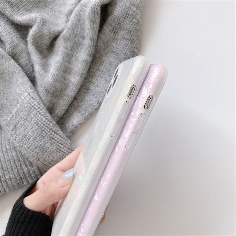 Etui do iPhone SE2022/SE2020/8/7 muszla perłowa biała