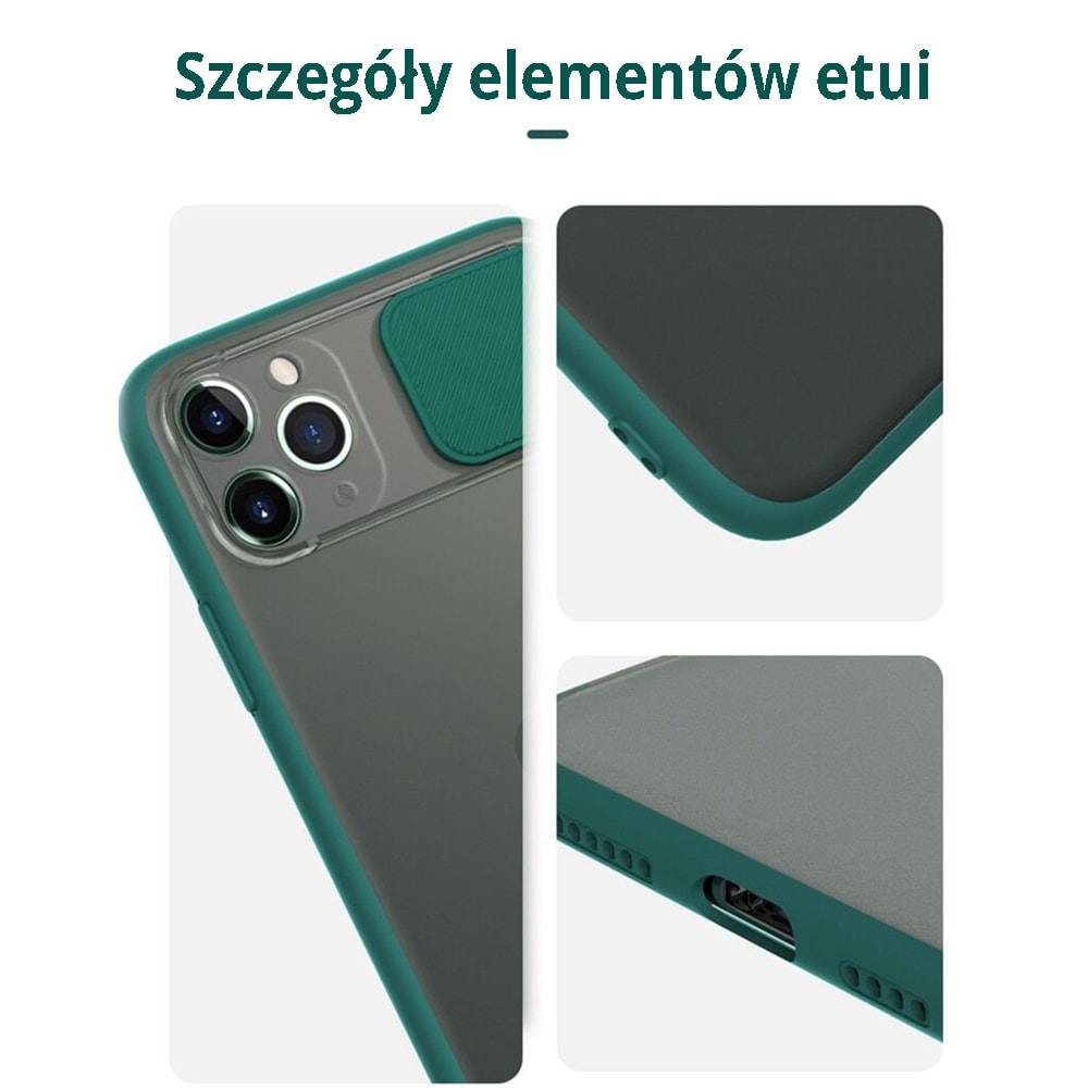 Etui do iPhone SE2022/SE2020/8/7 półprzeźroczyste z przesuwną osłoną aparatu