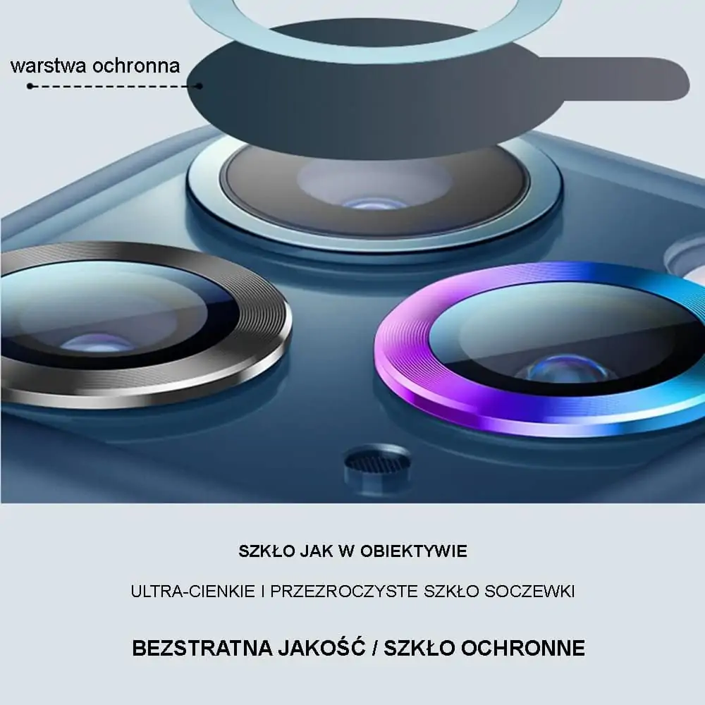 Metalowa osłona obiektywów szkło na aparat iPhone 13 złote