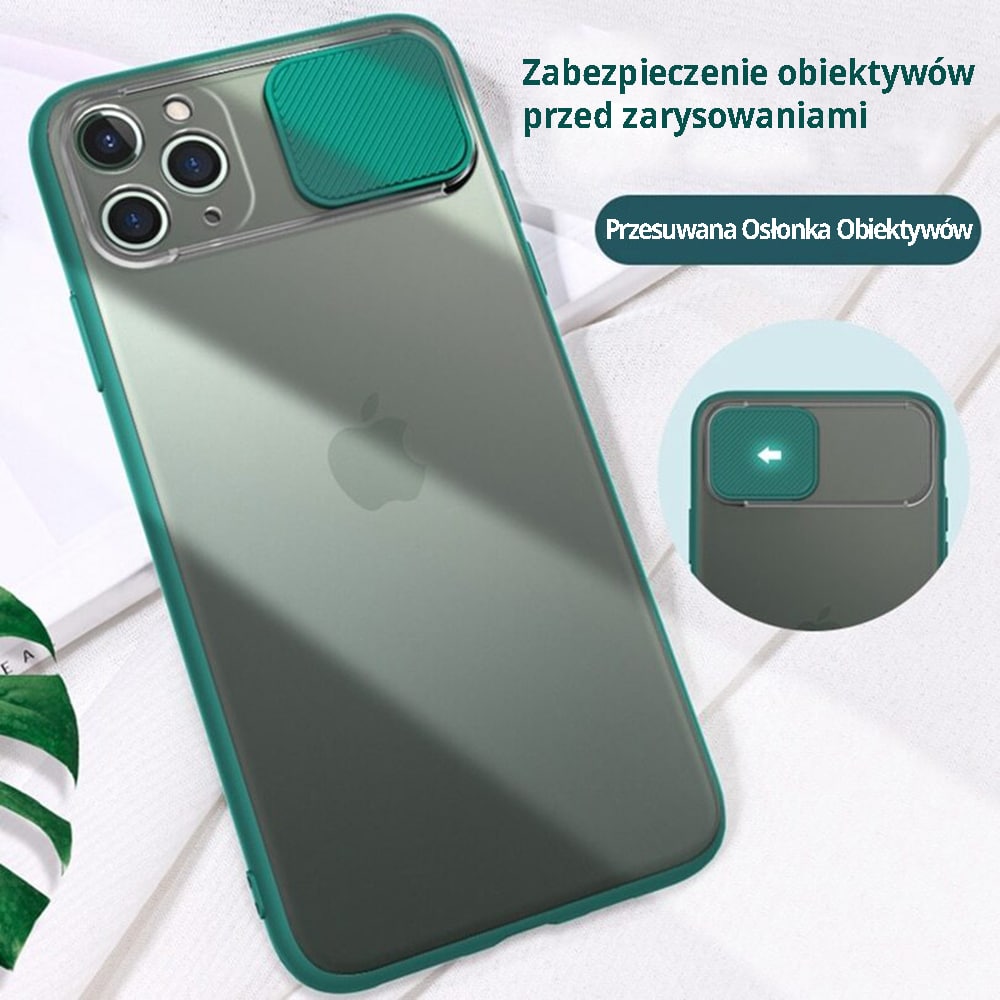 Etui do iPhone SE2022/SE2020/8/7 półprzeźroczyste z przesuwną osłoną aparatu