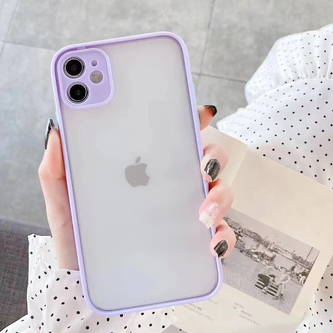 Etui do iPhone 11 Pro półprzeźroczyste matowe z ochroną aparatu, fioletowe