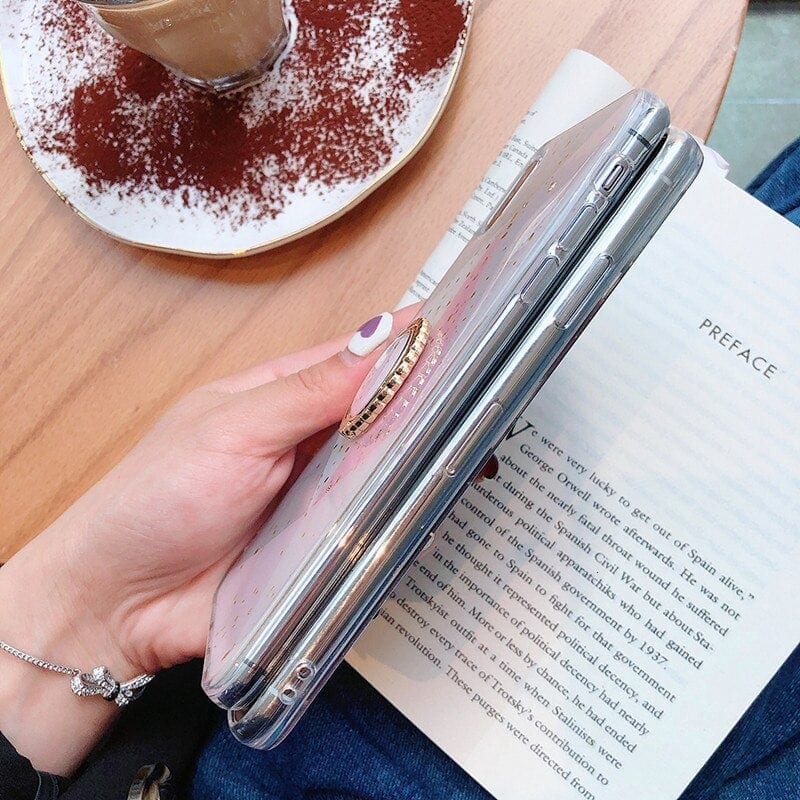 Etui do iPhone XR pozłacane pastelowe kolory marmurkowe GRADIENT ze złotem