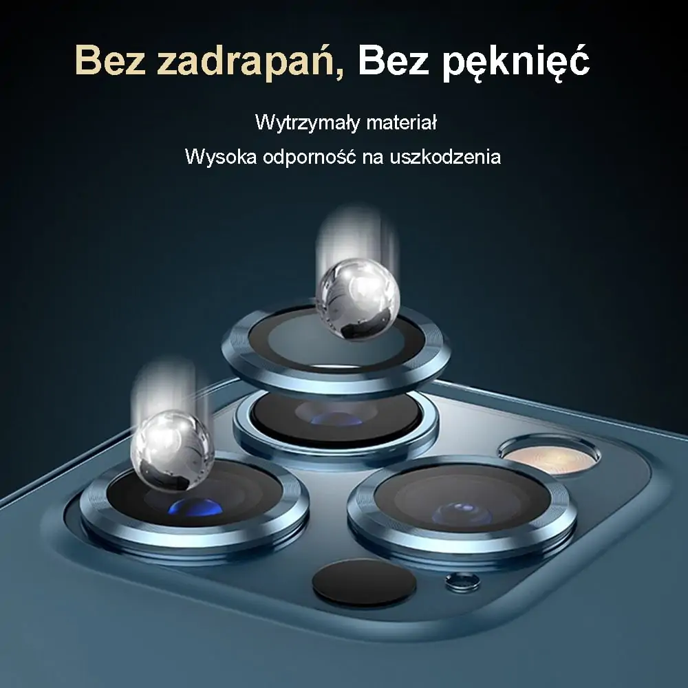 Metalowa osłona obiektywów szkło na aparat iPhone 13 złote