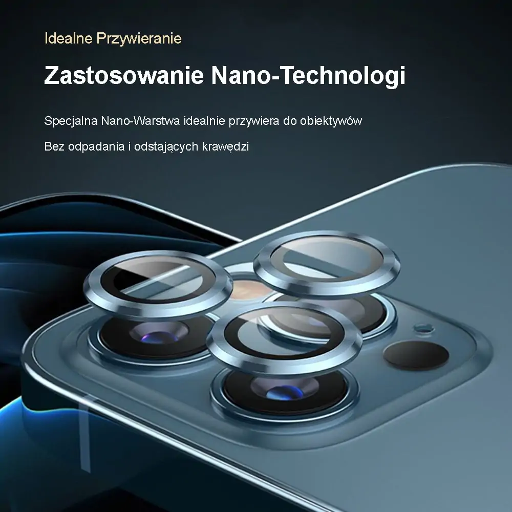 Metalowa osłona obiektywów szkło na aparat iPhone 13 złote