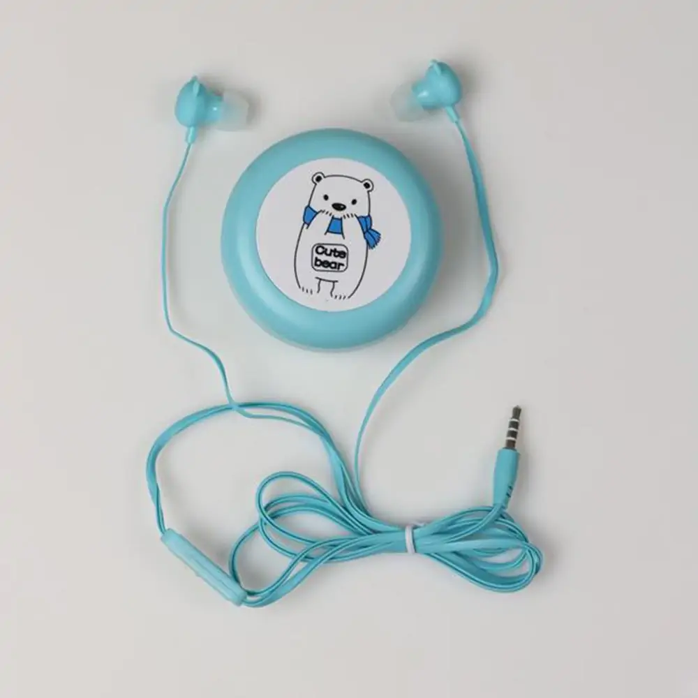 Słuchawki dokanałowe na prezent w kształcie misia + etui Miś Niebieski