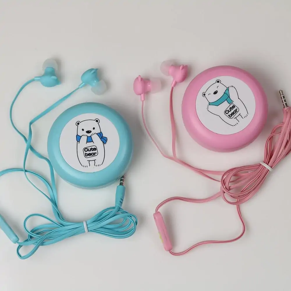 Słuchawki dokanałowe na prezent w kształcie misia + etui Miś Różowy