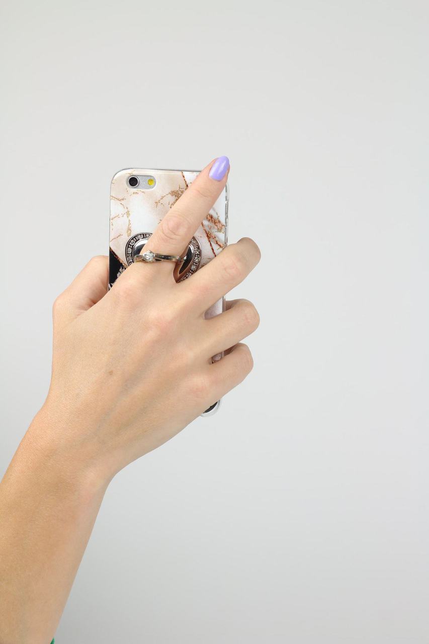 Uchwyt selfie pierścionek do telefonu 2in1 serce srebrny