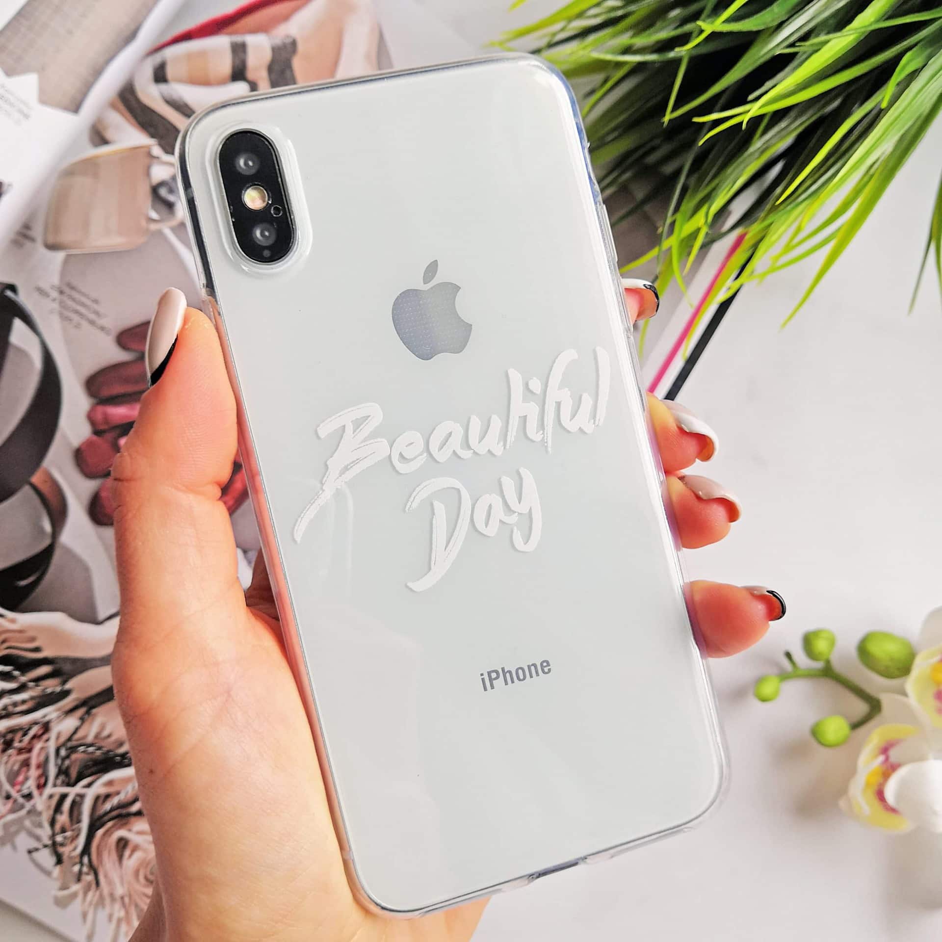 Etui do iPhone X/XS przeźroczyste z wkładką Beautiful Day