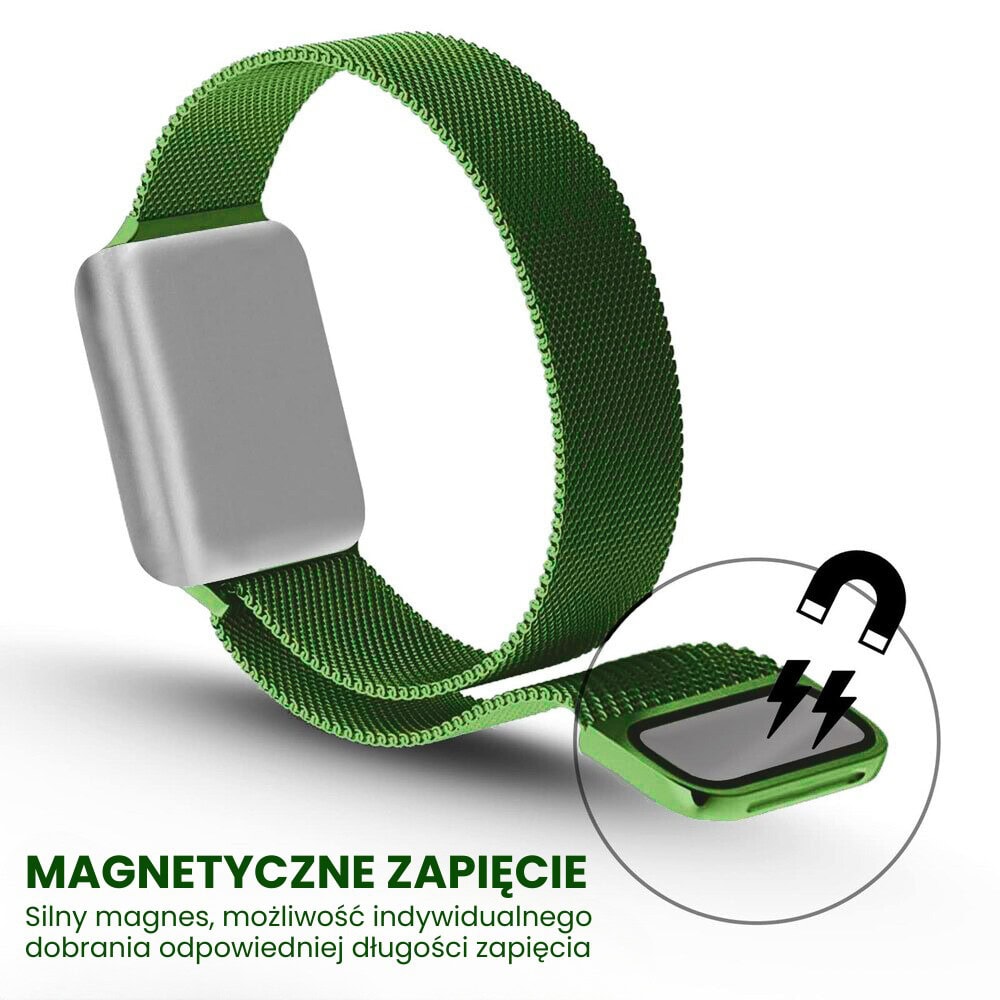 Jasno zielona bransoleta milanese elegancka do zegarka Apple Watch Series 4-9 / SE 40/41/42 mm
