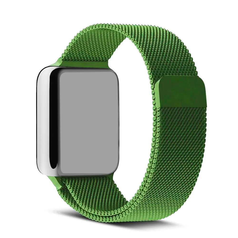 Jasno zielona bransoleta milanese elegancka do zegarka Apple Watch Series 4-9 / SE 40/41/42 mm