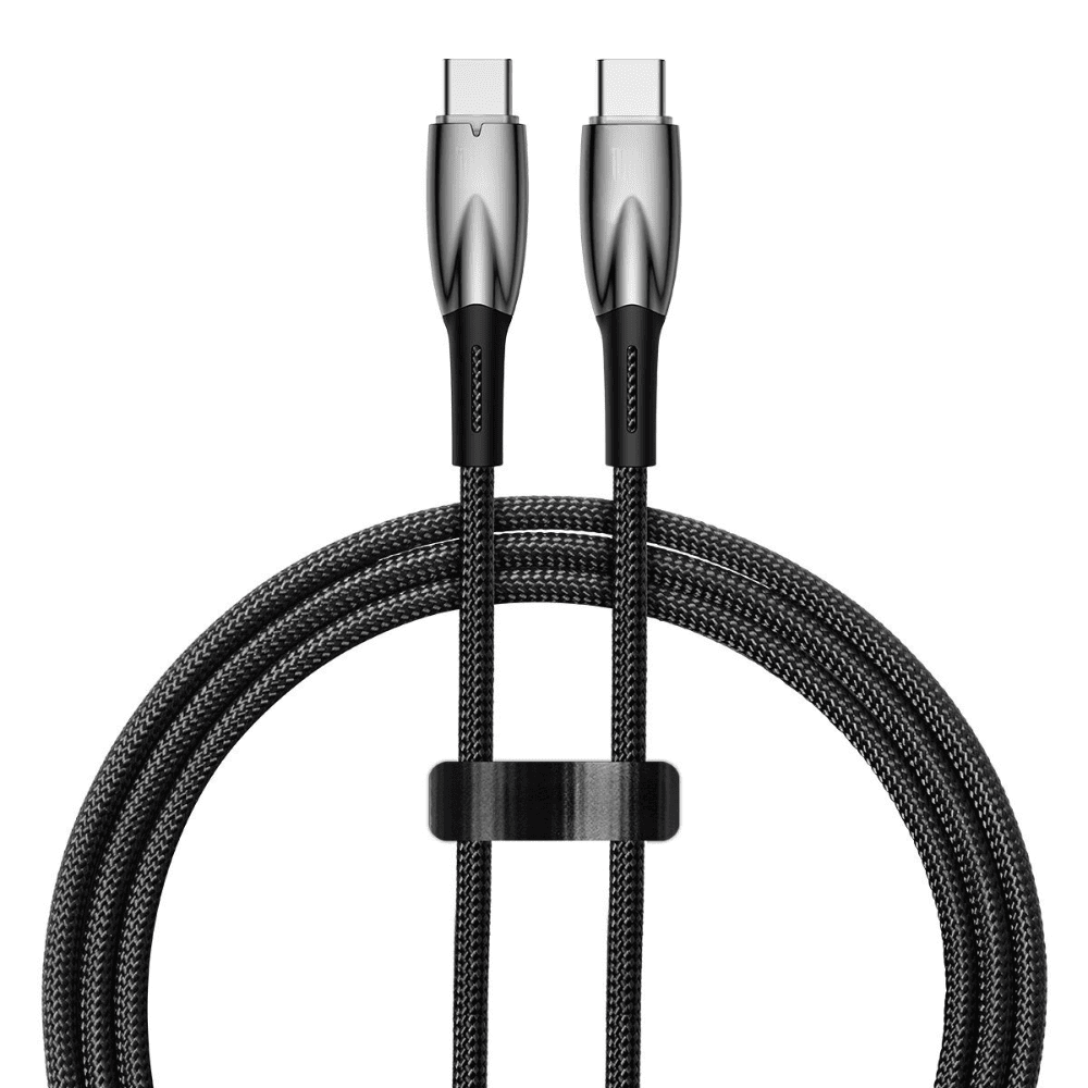 Kabel 2xUSB Typ C do iPhone 15/16, laptopa, tableta, PD100W, szybkie ładowanie, 1 metr, czarny