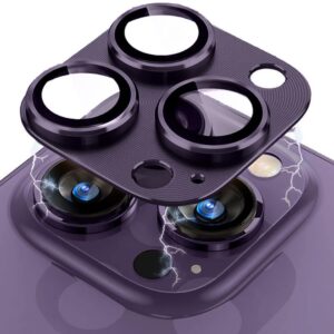 iphone 14 pro max metalowa osłona na cały aparat wbudowane szkła 9h purpurowa fioletowa