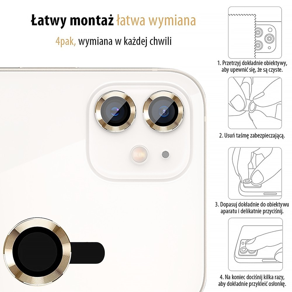 Metalowa osłona obiektywów szkło na aparat iPhone 12 Mini złote