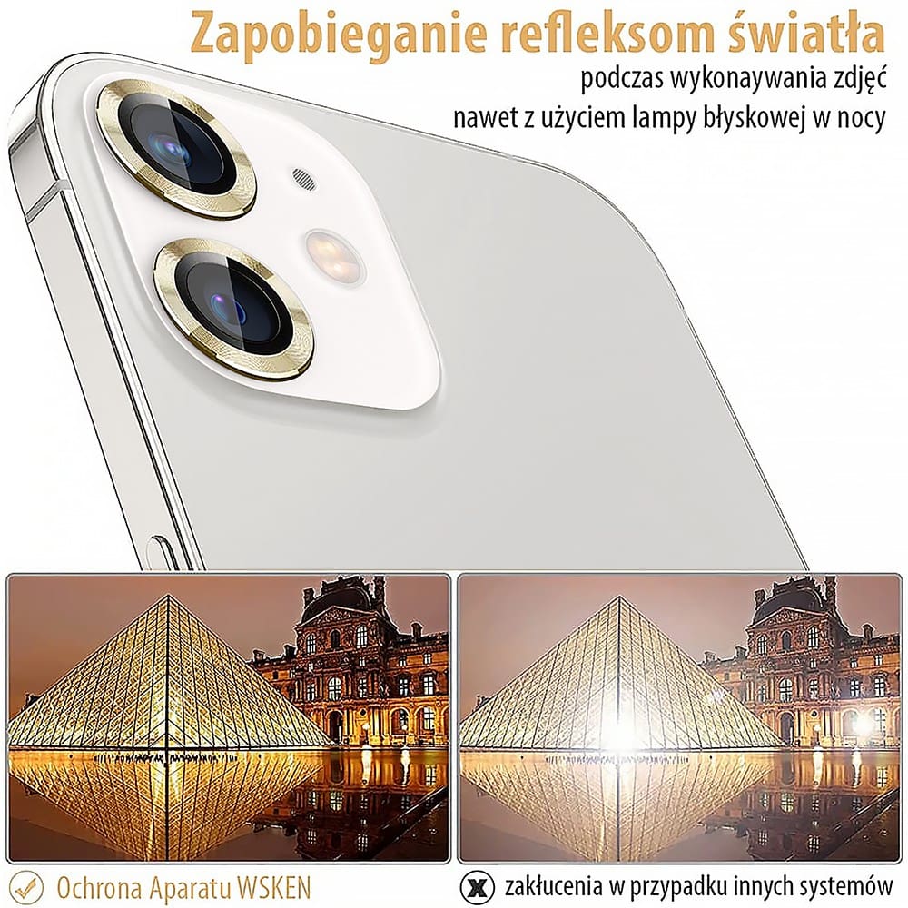 Metalowa osłona obiektywów szkło na aparat iPhone 12 Mini złote