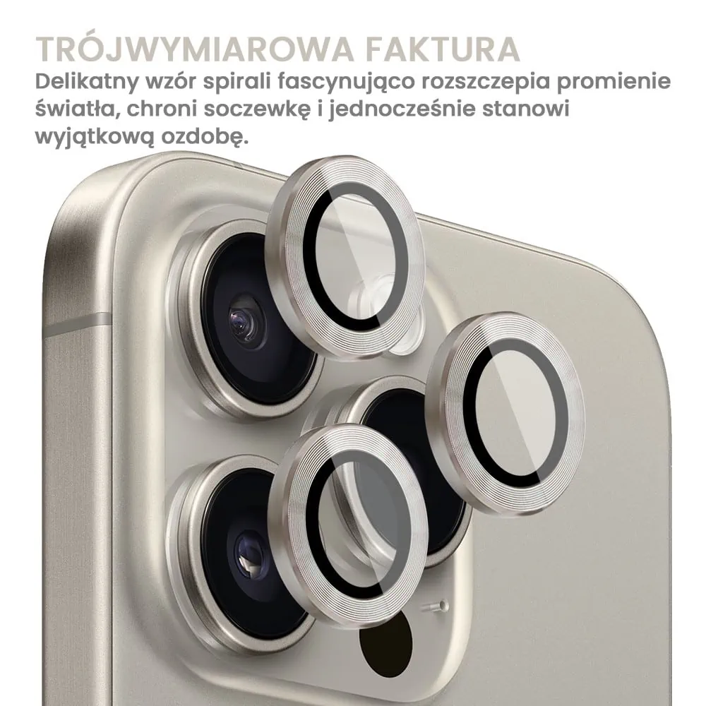 Metalowa osłona obiektywów szkło na aparat iPhone 15 Pro Max, tytanowe