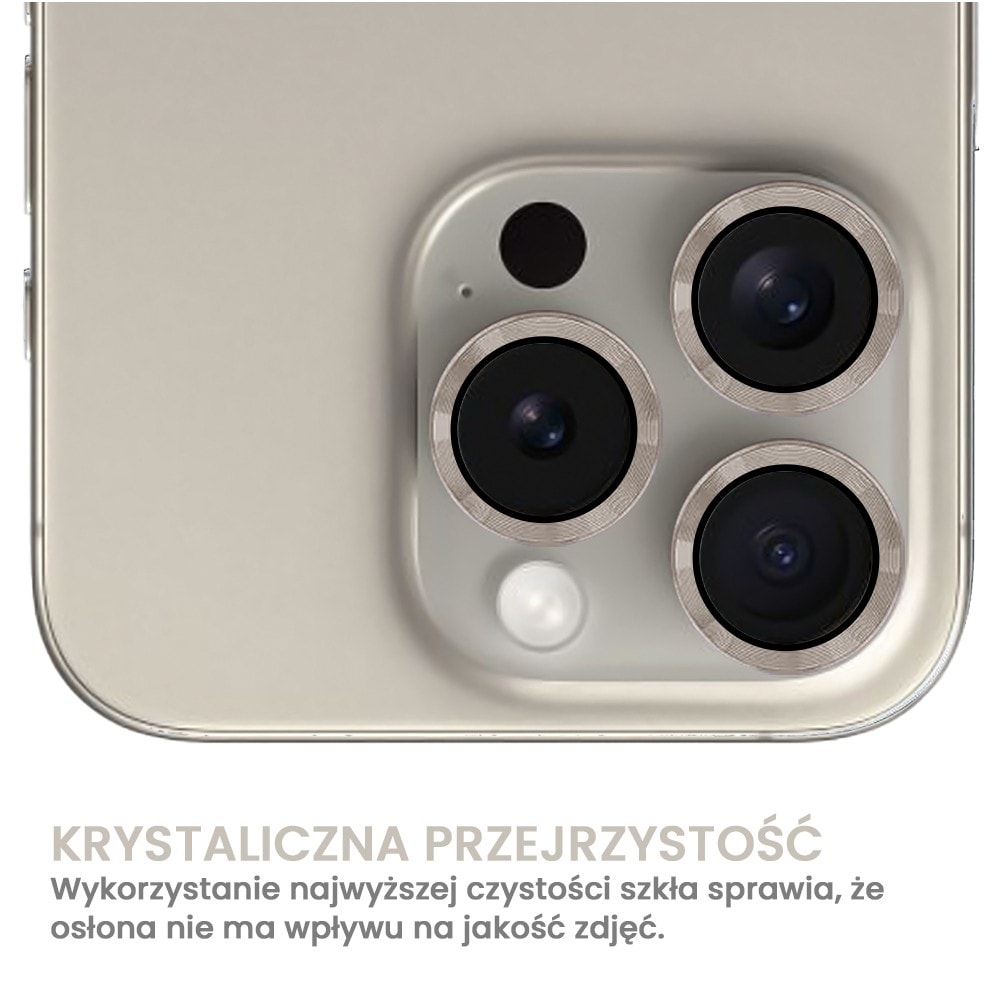 Metalowa osłona obiektywów szkło na aparat iPhone 15 Pro Max, tytanowe