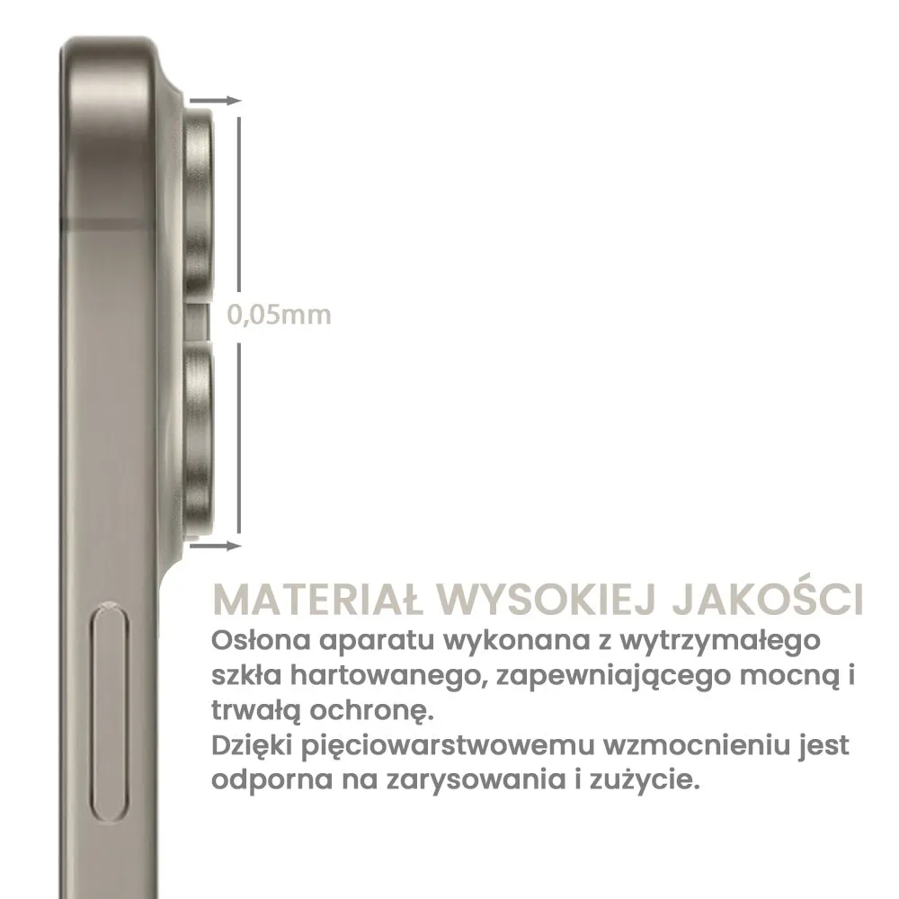 Metalowa osłona obiektywów szkło na aparat iPhone 15 Pro Max, tytanowe