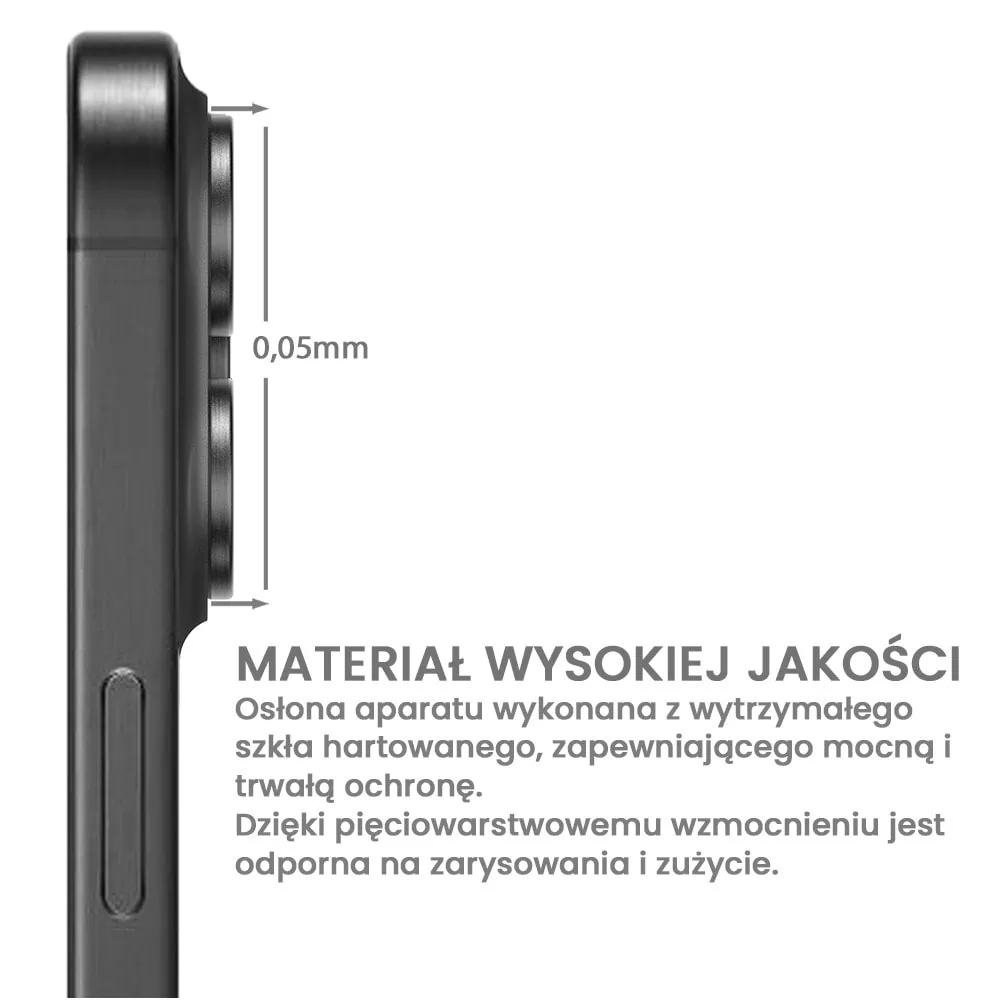 Metalowa osłona obiektywów szkło na aparat iPhone 16 Pro Max, głęboka czerń
