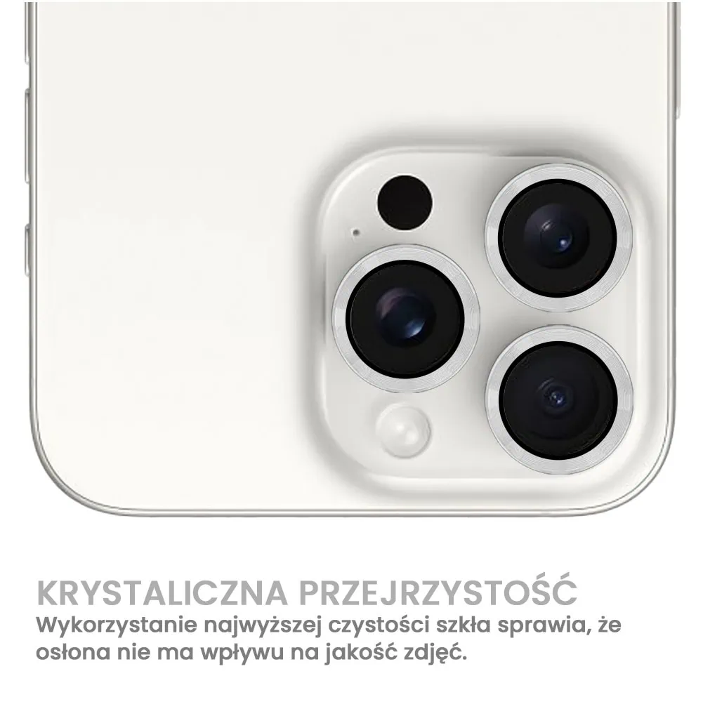 Metalowa osłona obiektywów szkło na aparat iPhone 16 Pro Max, srebrne