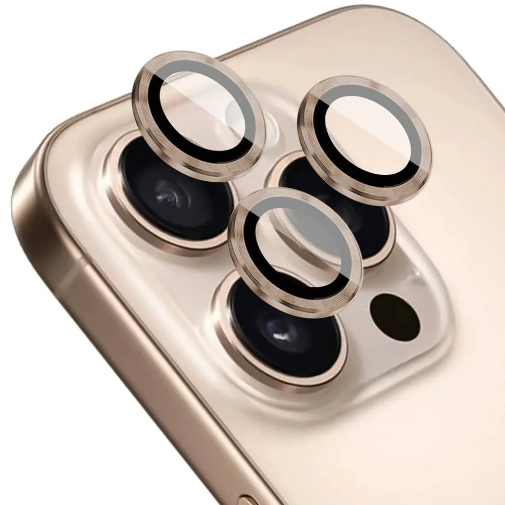 Metalowa osłona obiektywów szkło na aparat iPhone 16 Pro, pustynny tytan