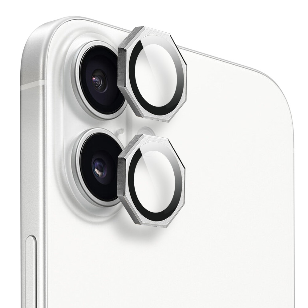 Metalowe osłony obiektywów do iPhone 16 Plus, HexArmor, srebrne