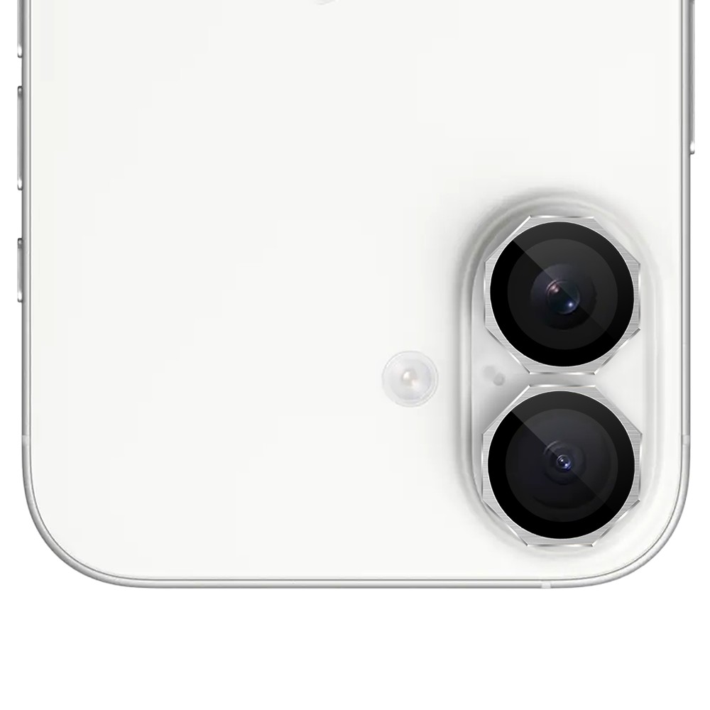 Metalowe osłony obiektywów do iPhone 16 Plus, HexArmor, srebrne
