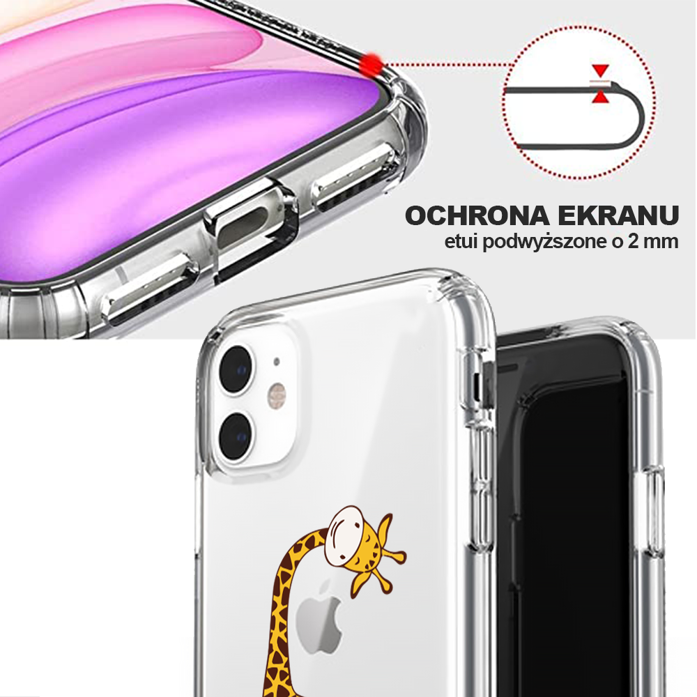Etui do iPhone 11 przeźroczyste z nadrukiem żyrafa