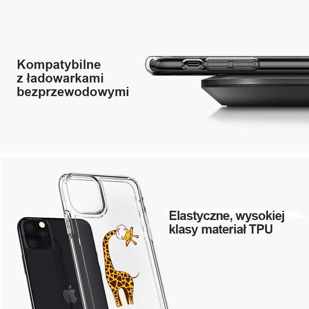 Etui do iPhone 11 przeźroczyste z nadrukiem żyrafa