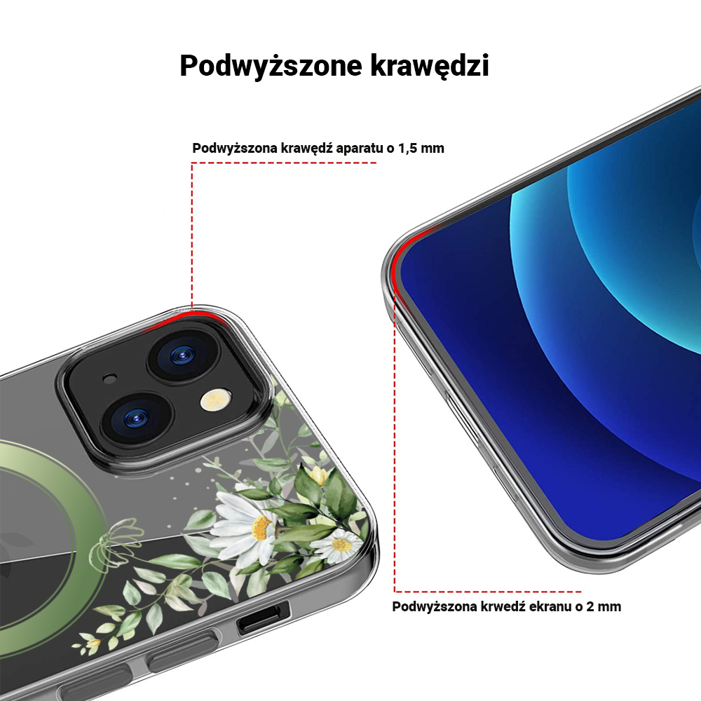 Etui do iPhone 14 Plus Flower MagSafe z nadrukiem, rumianek