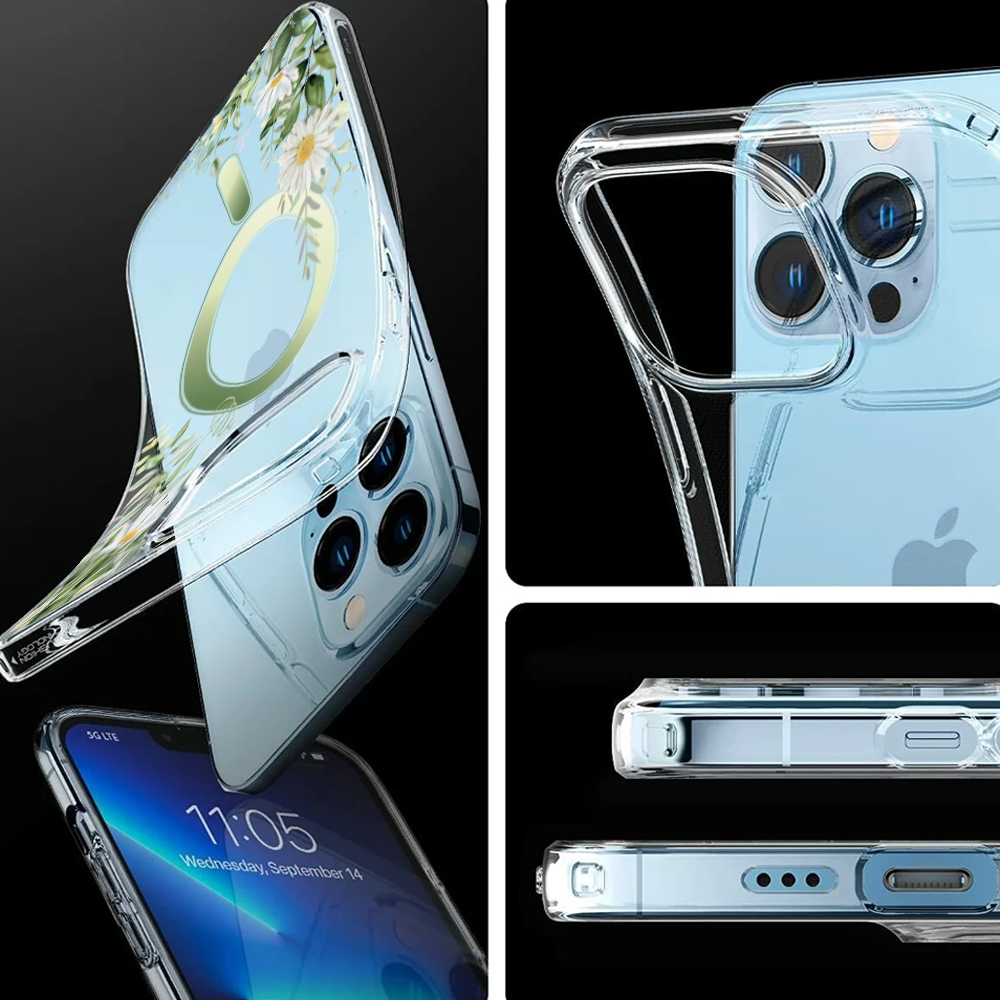 Etui do iPhone 13 Pro Flower MagSafe z nadrukiem, rumianek