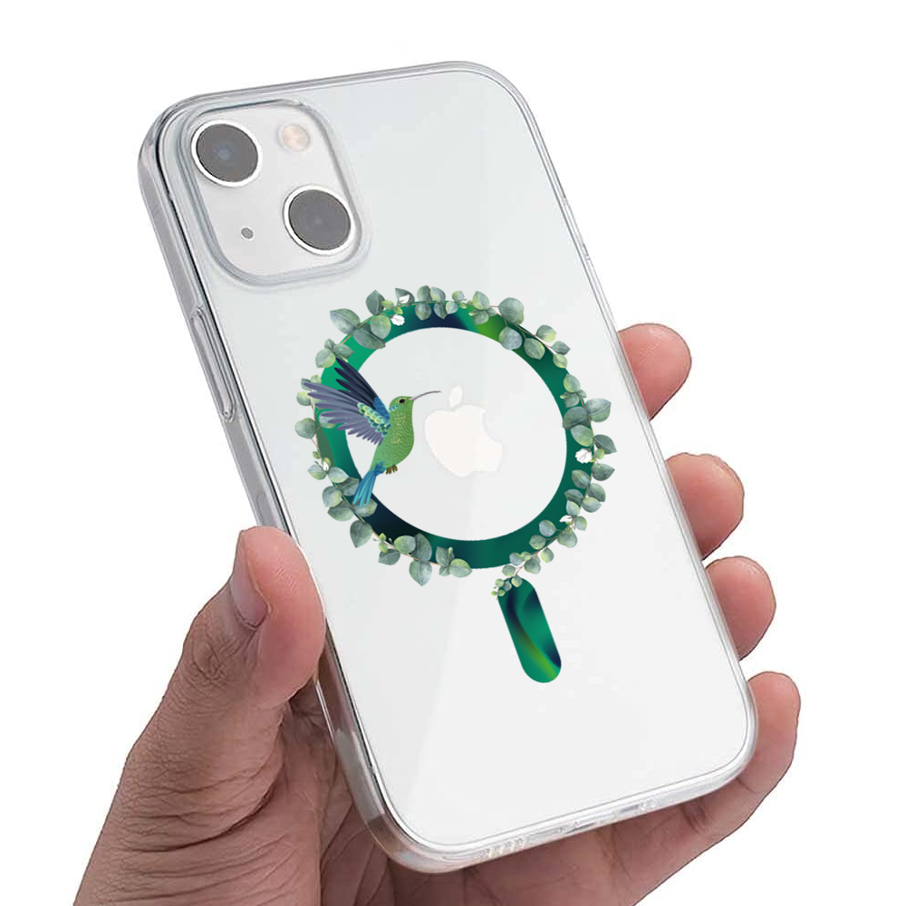 Etui do iPhone 13 Mini MagSafe zielony ptak