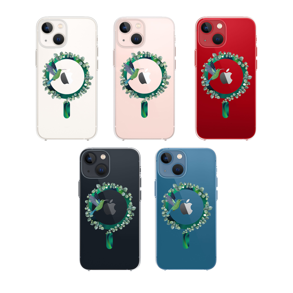 Etui do iPhone 13 Mini MagSafe zielony ptak