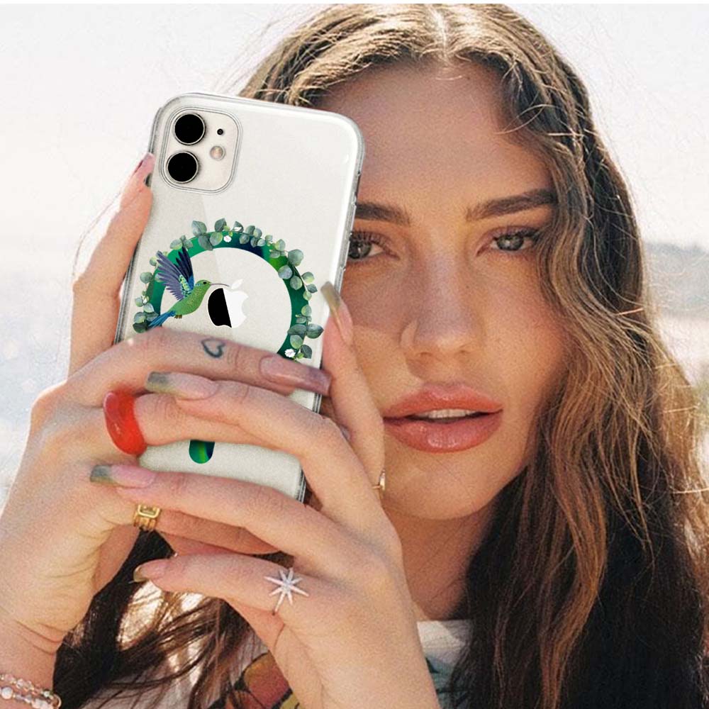 Etui do iPhone 12 MagSafe zielony ptak