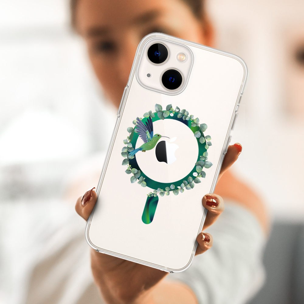 Etui do iPhone 13 Mini MagSafe zielony ptak