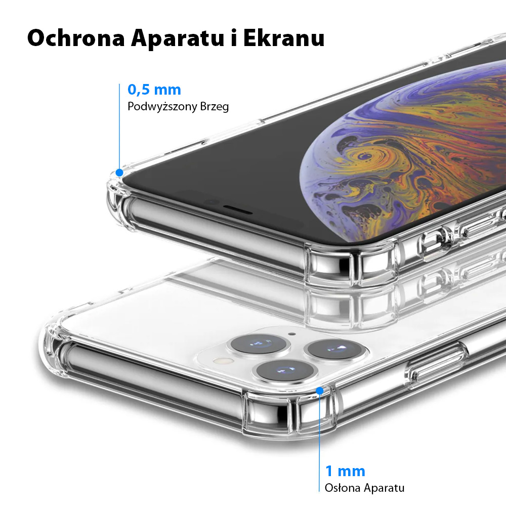 Przeźroczyste etui pancerne anti-shock wzmocnione krawędzie do iPhone 11 Pro Max
